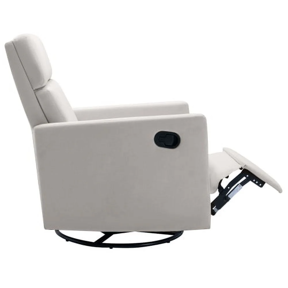 DremFaryoyo Modern Upholstered Rocker Nursery Chair Plush Seating Glider Swivel Recliner Chair  Tan