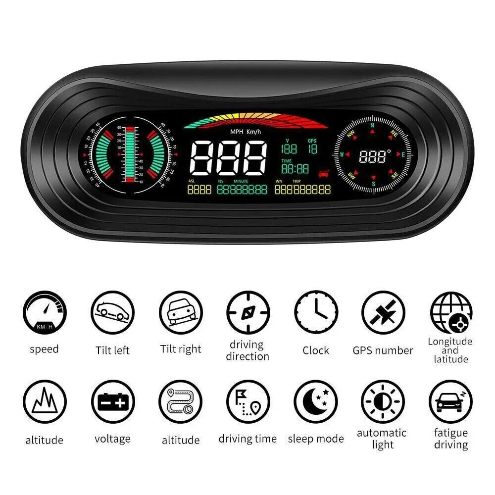 ANCEL P18 Car Digital GPS HUD Gauge Head Up Display Speedometer Turbo RPM Temp