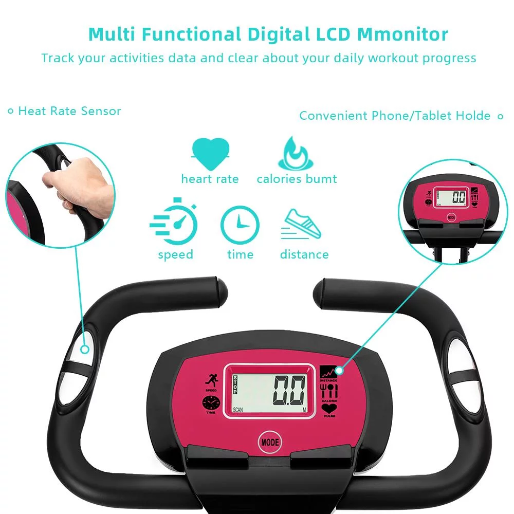 Zimtown Folding Upright Bike, X Bike Exericse Equipment, Pink