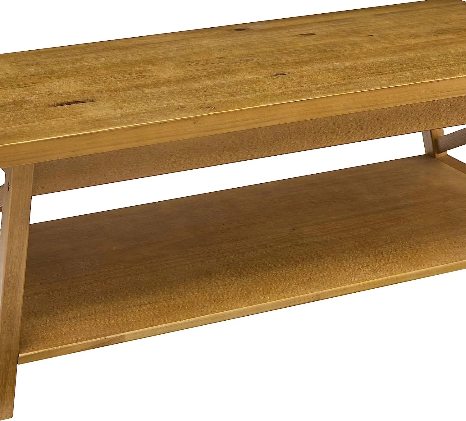 Modern Farmhouse Solid Wood Coffee Table with  Shelf  47" L  Rustic Oak Finish