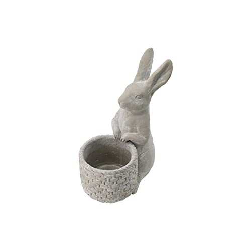 A & B Home Cute Flower Pot Gray Cement Bunny Planter Indoor Outdoor Décor Rabbit Hare Design Herb Garden Succulent Holder 8
