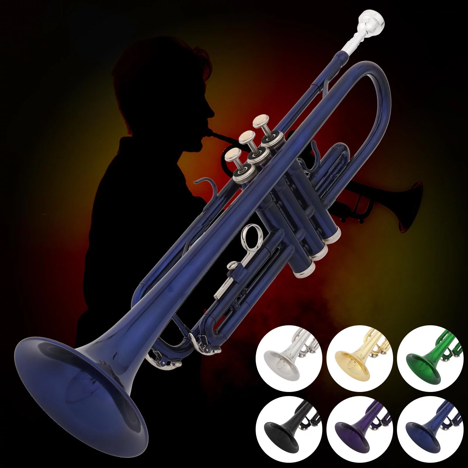 Zimtown Student Bb Beginner School Band Trumpet with Mouthpiece Case Blue