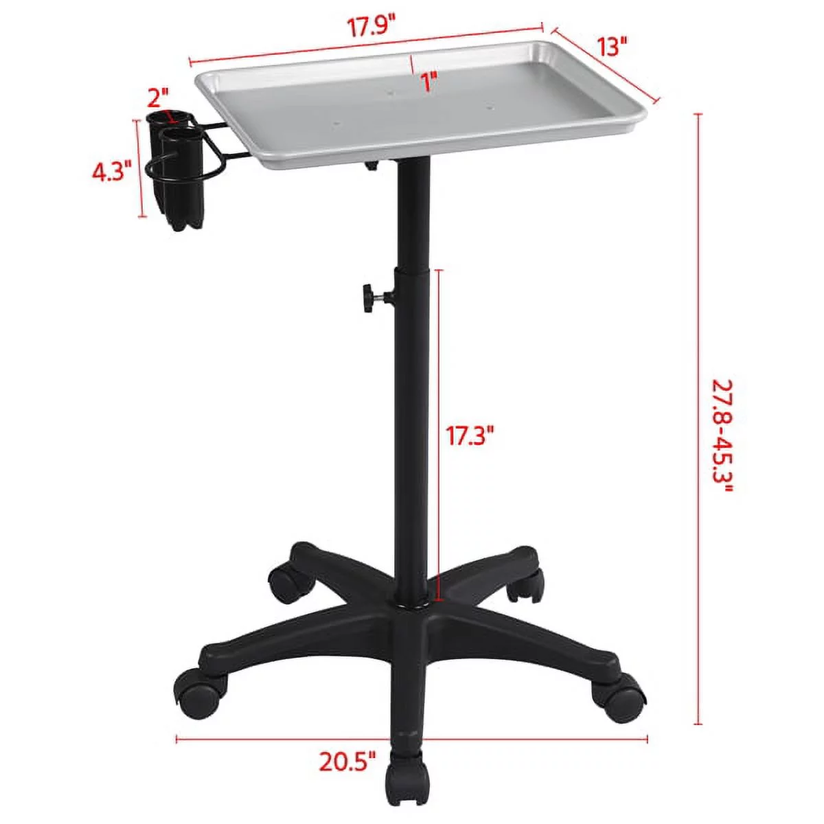 Professional Mayo Tray Stand Aluminum Tray Cart Silver