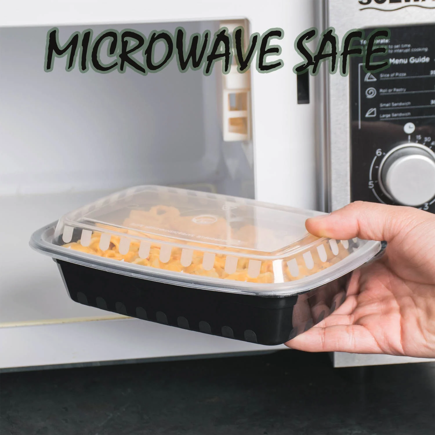 Meal Prep Containers And Lids And Labels Set: (25 Pk) Rectangle Reusable Microwavable BPA Free Food Container With Lid + (500) Dissolving Labels, Great For Prepping And Planning Take Out