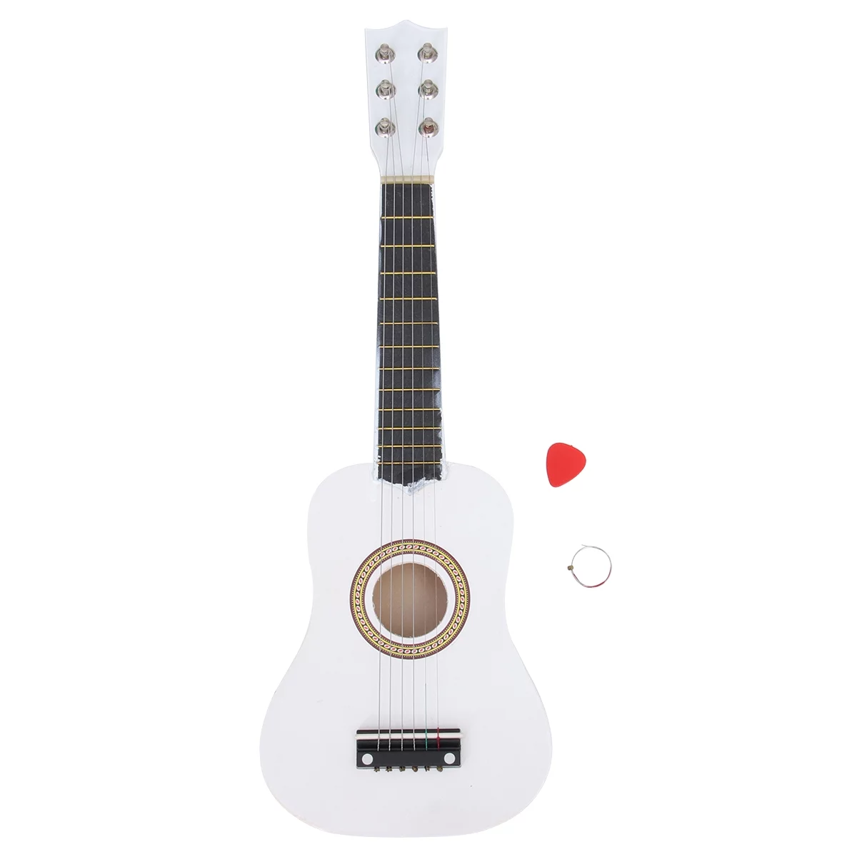 21inch Acoustic Guitar Mini Guitar Musical Instrument Wooden Craft for Beginner Children (White)