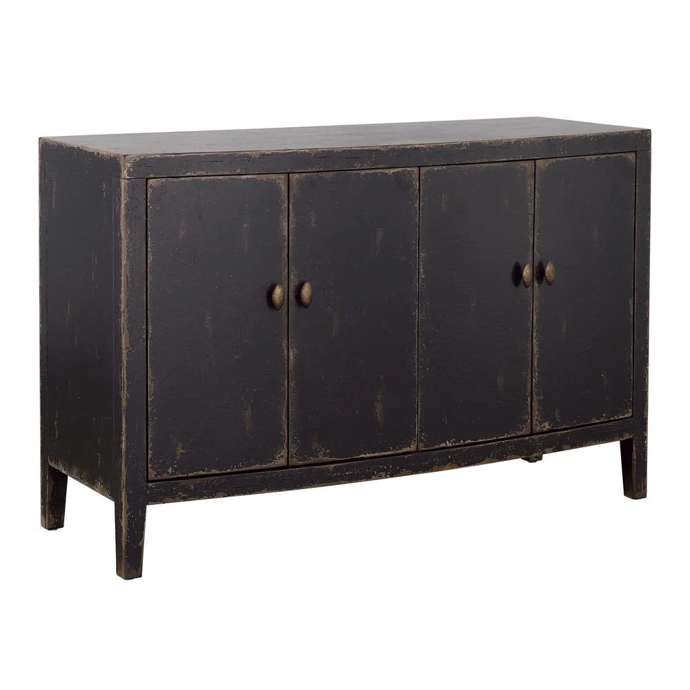 Mina Weathered Black and Brown Four Door Credenza