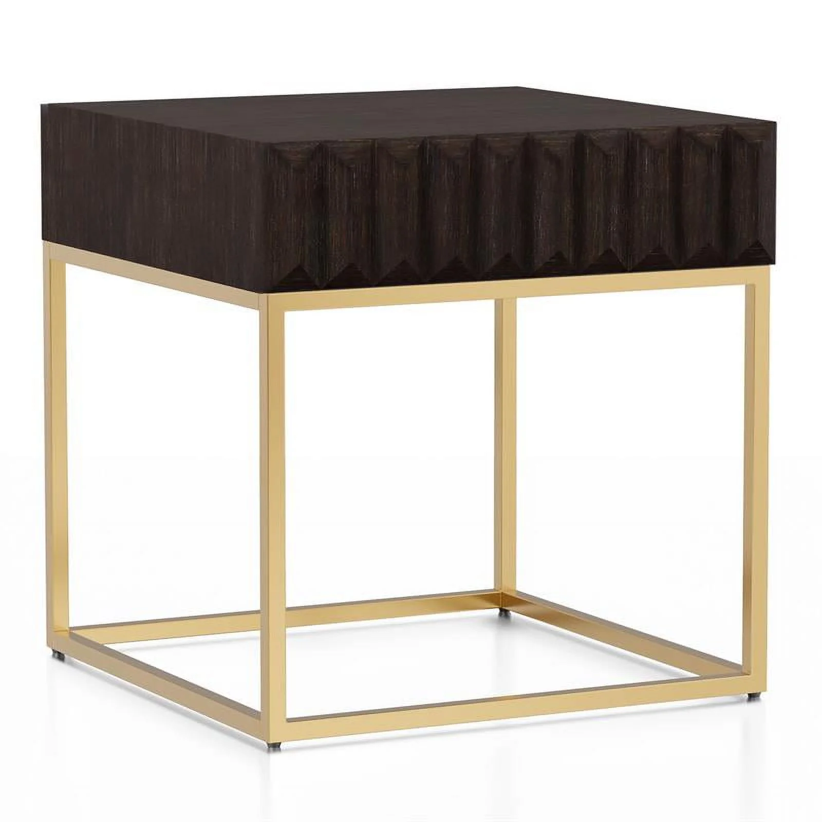 Bowery Hill Contemporary Metal 1-Drawer End Table in Walnut