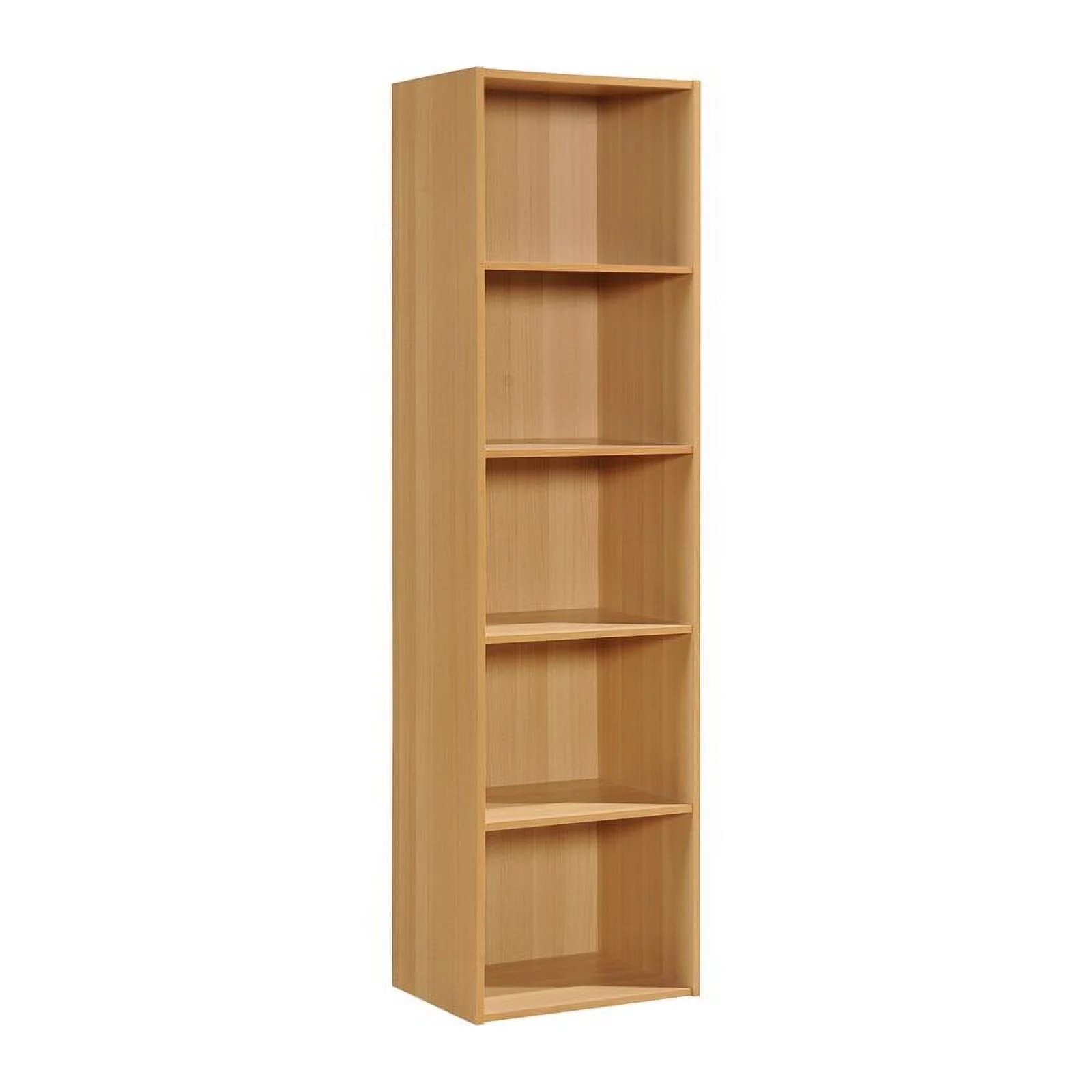Pemberly Row Five Shelf Multi-Purpose Wooden Bookcase in Beige Finish