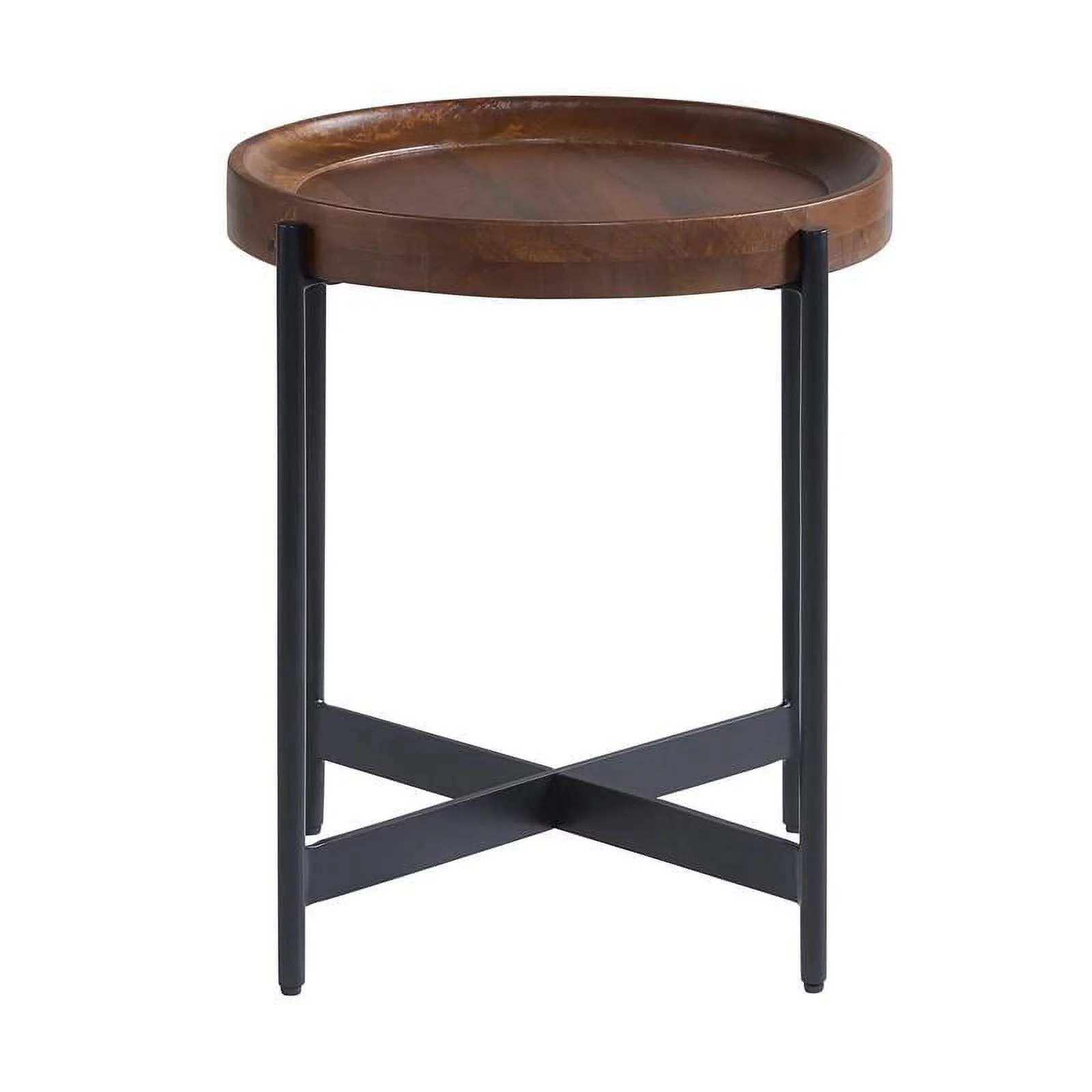 Allora 20 in Round Wood End Table in Medium Chestnut