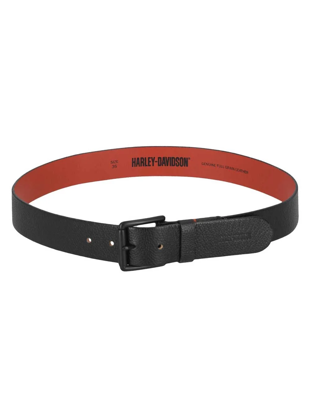 Harley-Davidson Men's Roller Buckle H-D Logo Genuine Leather Belt - Black (36), Harley Davidson