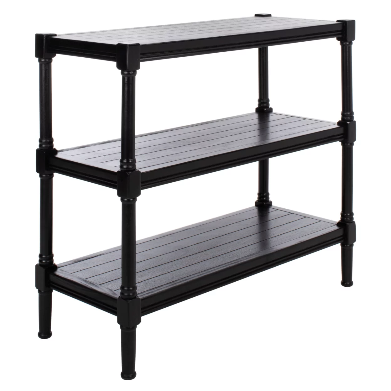 SAFAVIEH Rafiki Amish Black Wood Console Table with Shelf (33.8 in. W x 13.8 in. D x 29.5 in. H)