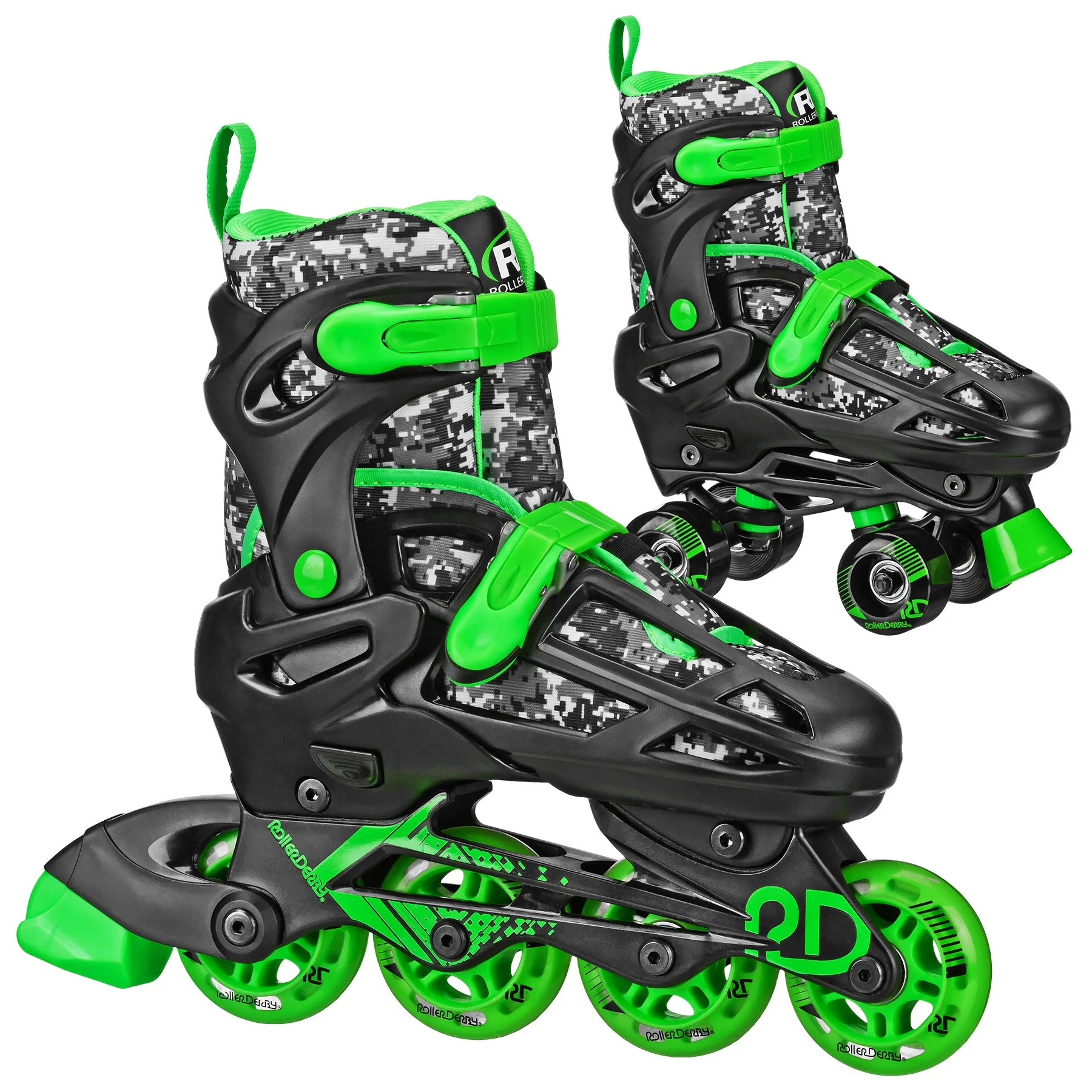 Roller Derby 2n1 Adjustable Boys Skates Medium (3-6) Black/Grey