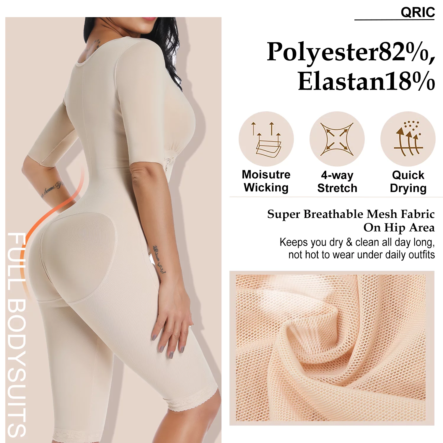 QRIC Postpartum Post Surgery Girdles for Women Shapewear Full Bodysuit Fajas Colombianas Reductoras y Moldeadoras