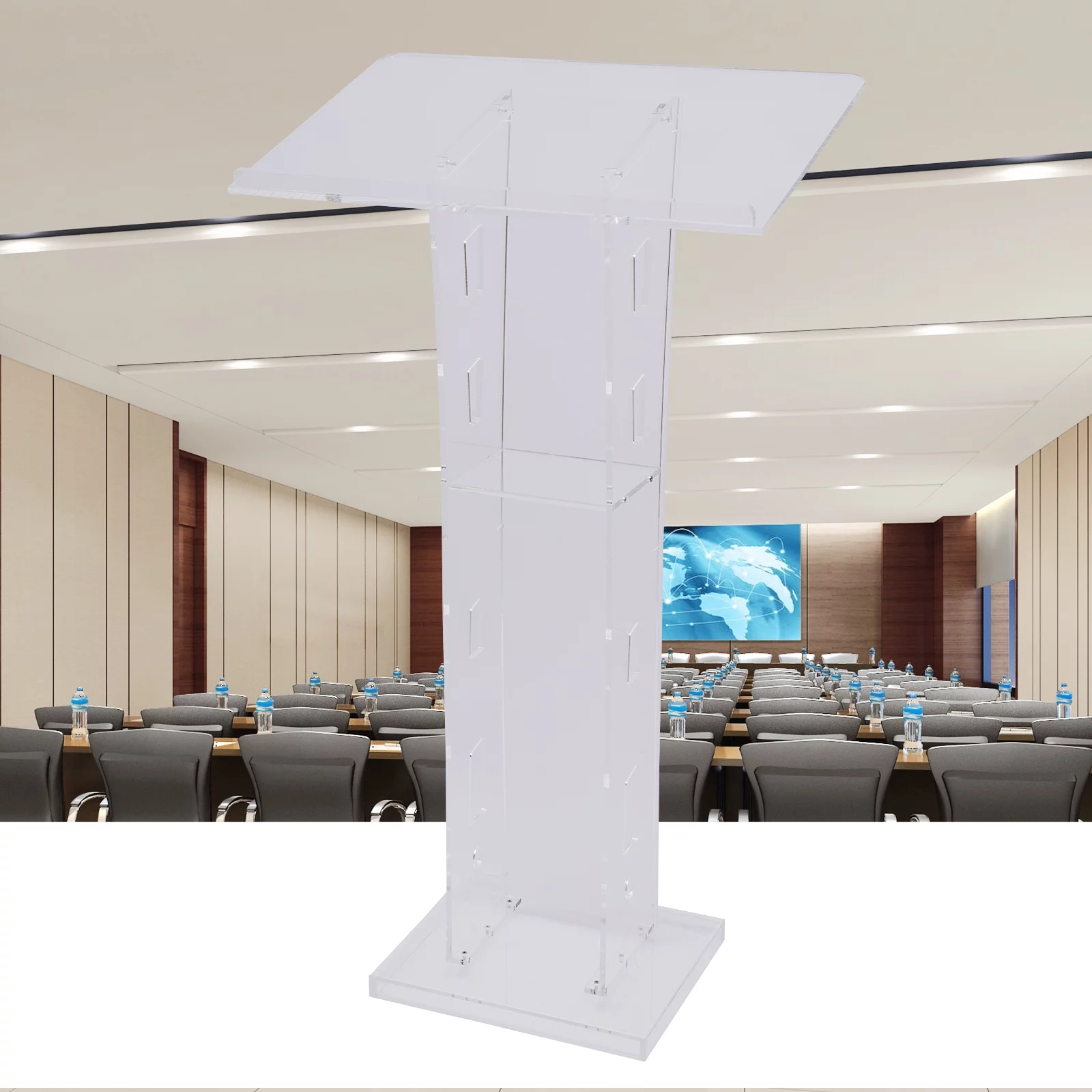 YIYIBYUS Conference Pulpit Acrylic Podium Clear Church Lectern Office School Transparent Podium