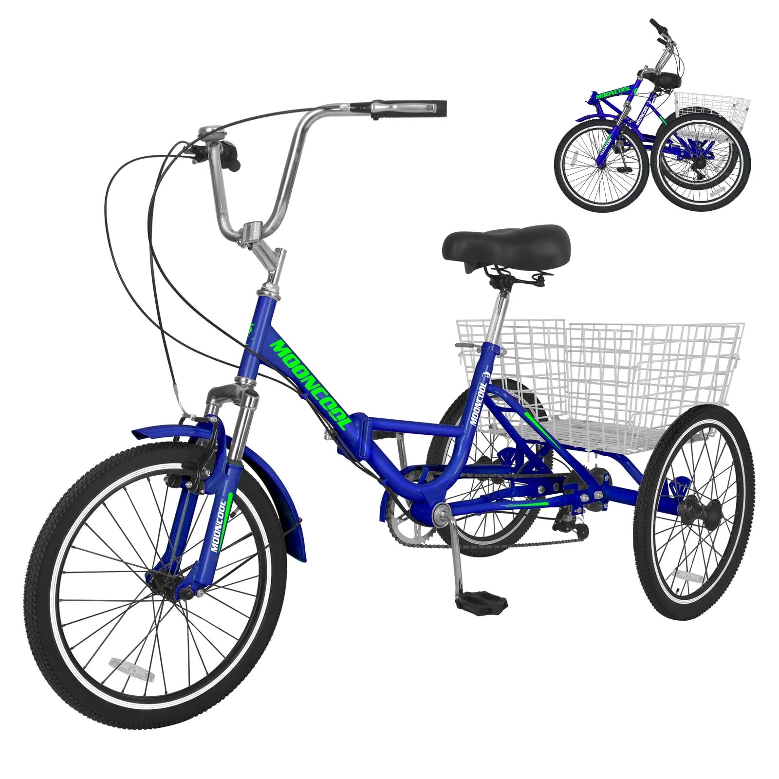 Docred Folding Tricycle for Adults, 20 Inch 7-Speed Trike, 3 Wheels Foldable Bicycle for Adults