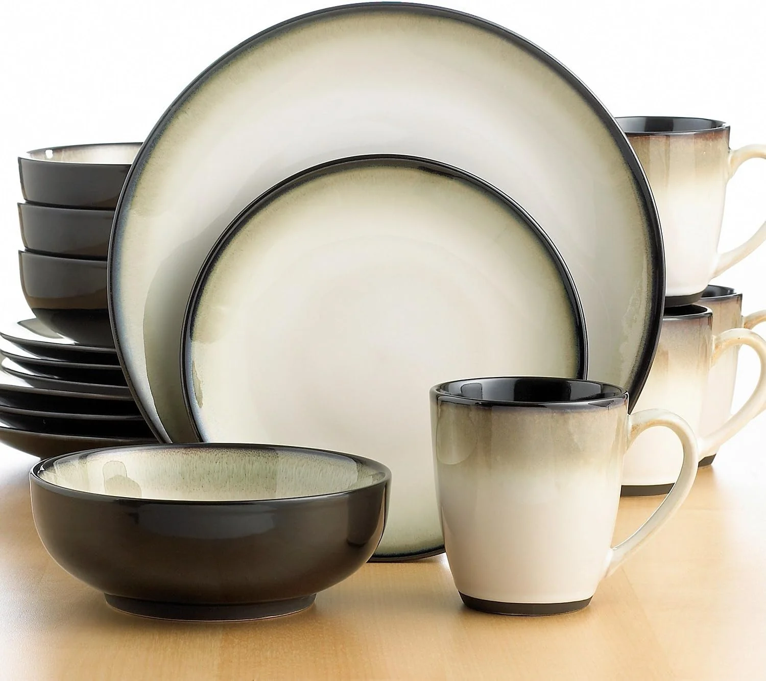 Nova Black 16-Piece Dinnerware Set, Service For 4