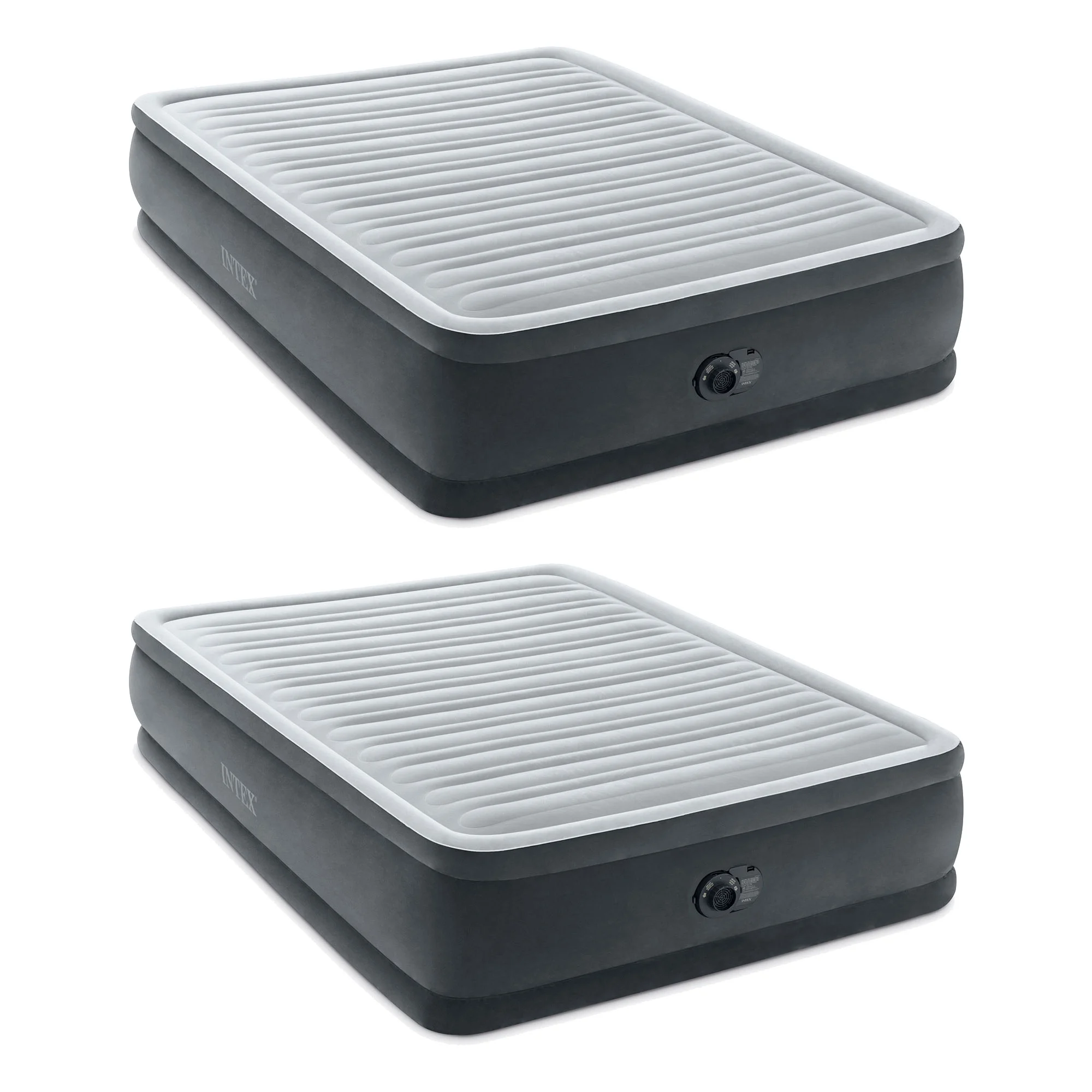 Intex 64413ED Elevated Dura Beam Fiber Tech Airbed w/Pump, Queen (2 Pack)
