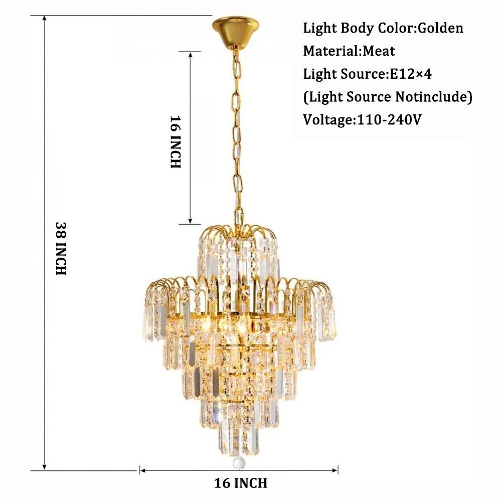 KPIBEST Crystal Chandelier 4-Light Pendant Ceiling Light Modern Lighting Fixture for Bedroom Hallway Bar Kitchen Bathroom
