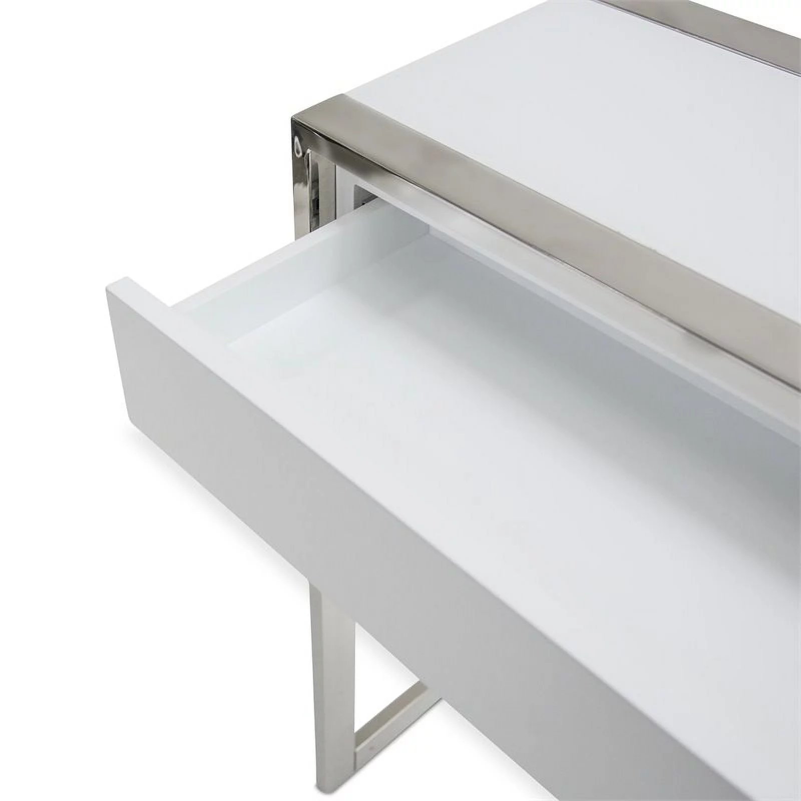 Maklaine Modern Engineered Wood Console Table in Glossy White