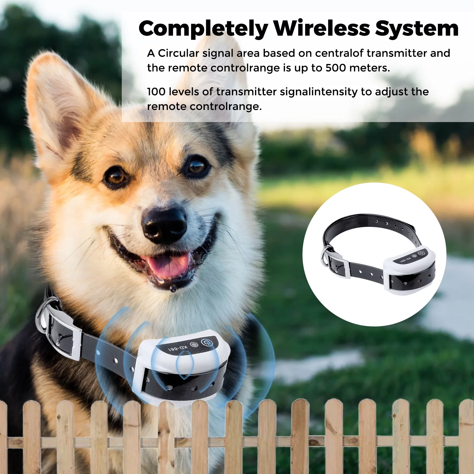 Wireless Dog Training Collar Boundary Containment System, Dog Boundary Containment System Radius Remote Control Transmitter, 3-Dog System, Wired Transmitter and Wireless receiver
