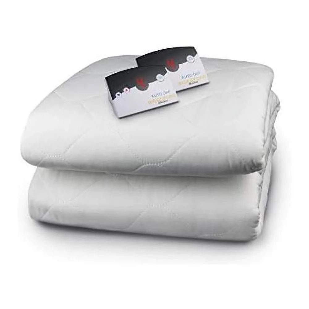 quilted electric heated mattress pad with digital controller, king, white