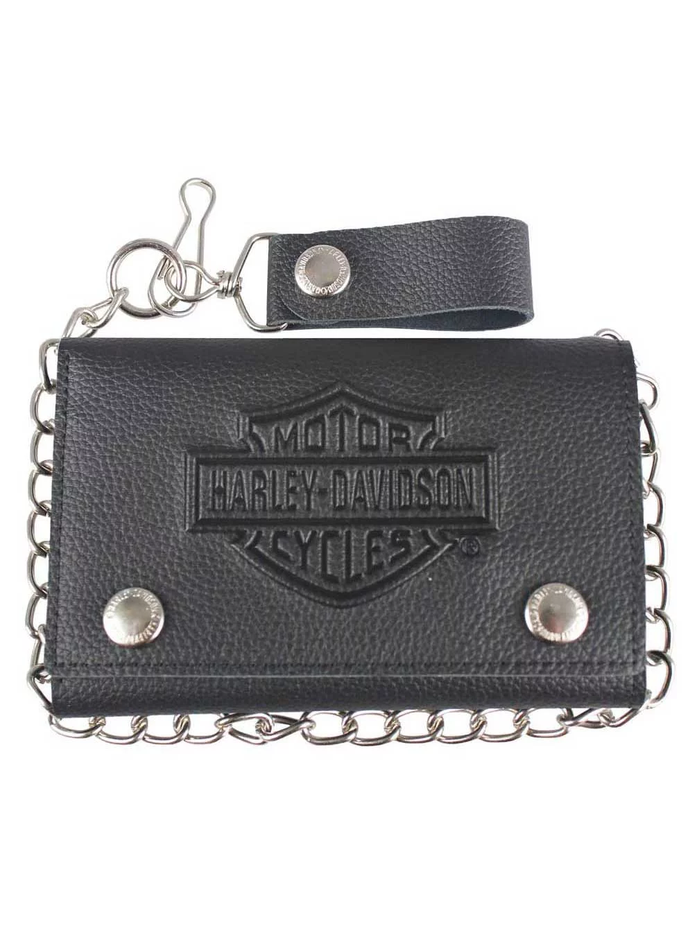 Harley-Davidson Men's B&S Embossed Trucker Tri-Fold Plus Wallet XML3514-BLACK, Harley Davidson