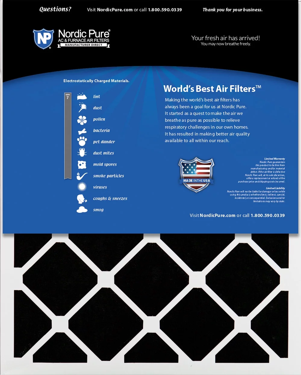 Nordic Pure 12x24x4 (3 5/8) Pleated Air Filters MERV 7 Plus Carbon 1 Pack