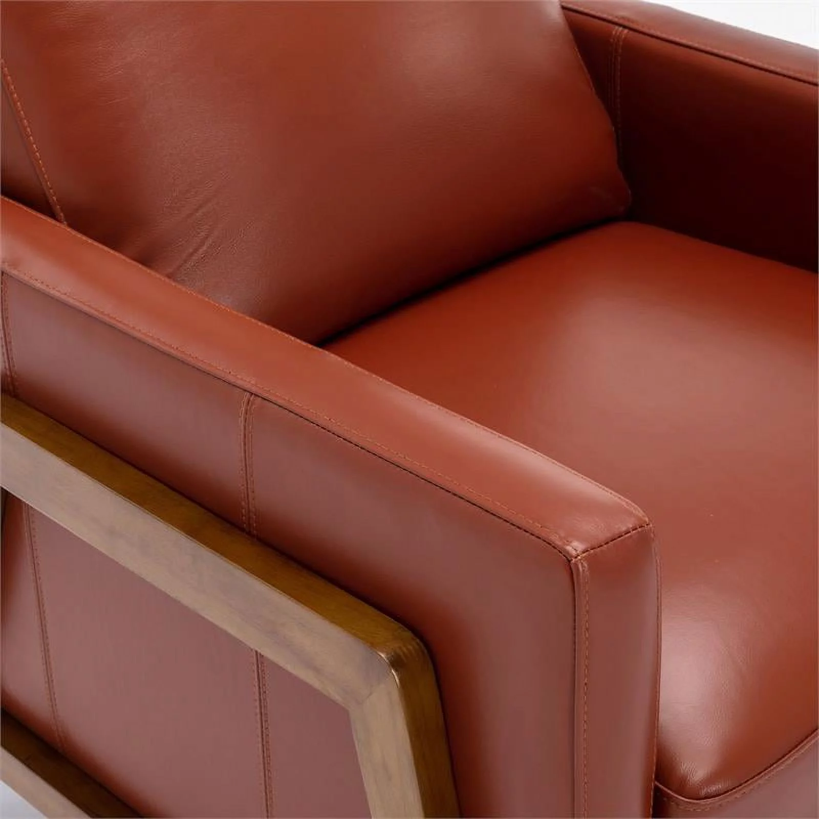 Bowery Hill Modern Leather Push Back Recliner in Caramel Finish