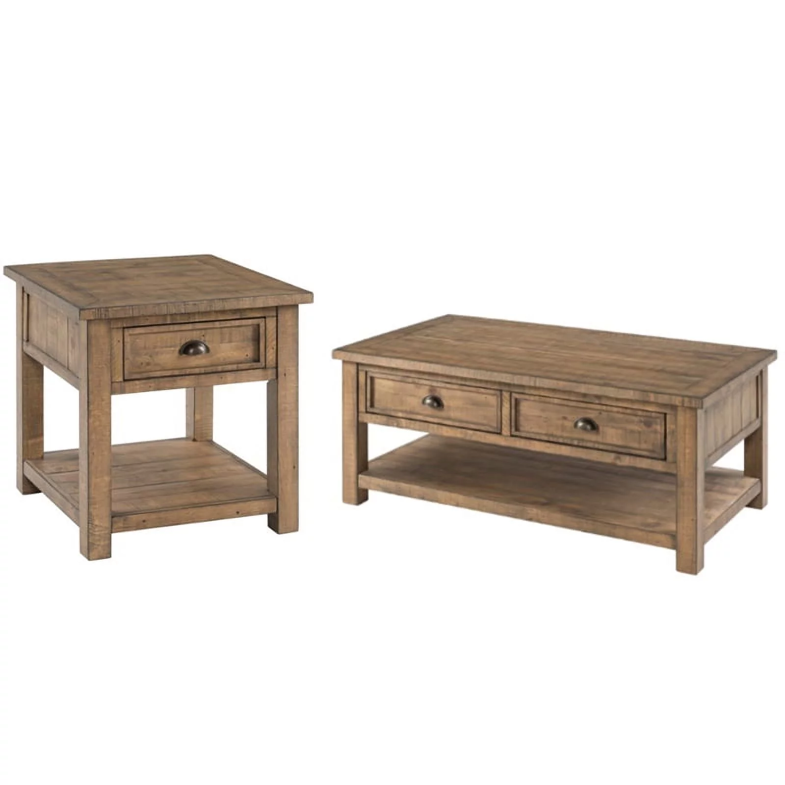 Home Square 2-Piece Set with 2 Drawer Coffee Table & End Table in Natural