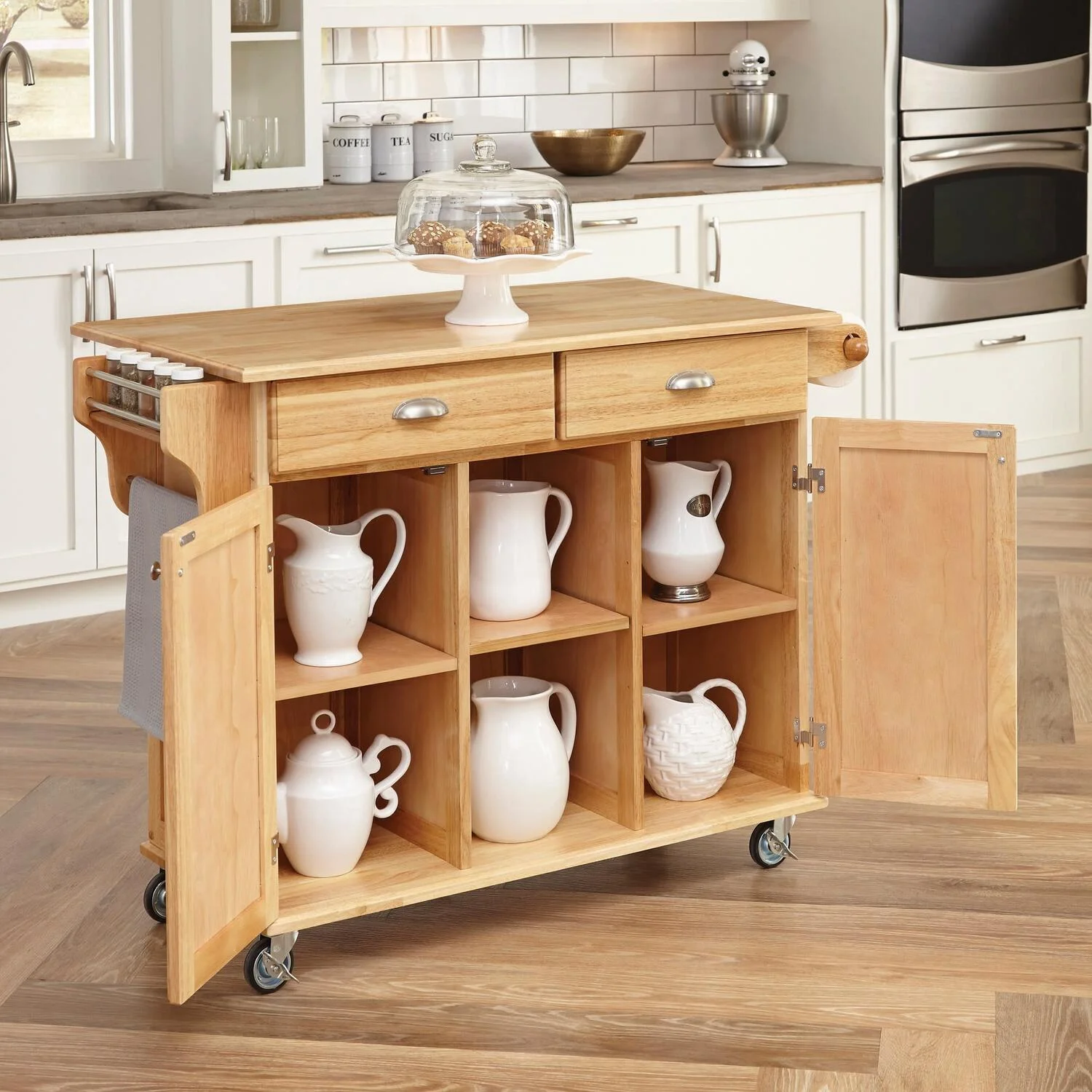 Homestyles General Line Wood Rolling Kitchen Cart in Brown