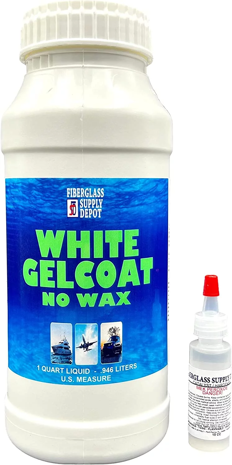 White Gelcoat - NO Wax - Quart with 15cc Hardener (MEKP)