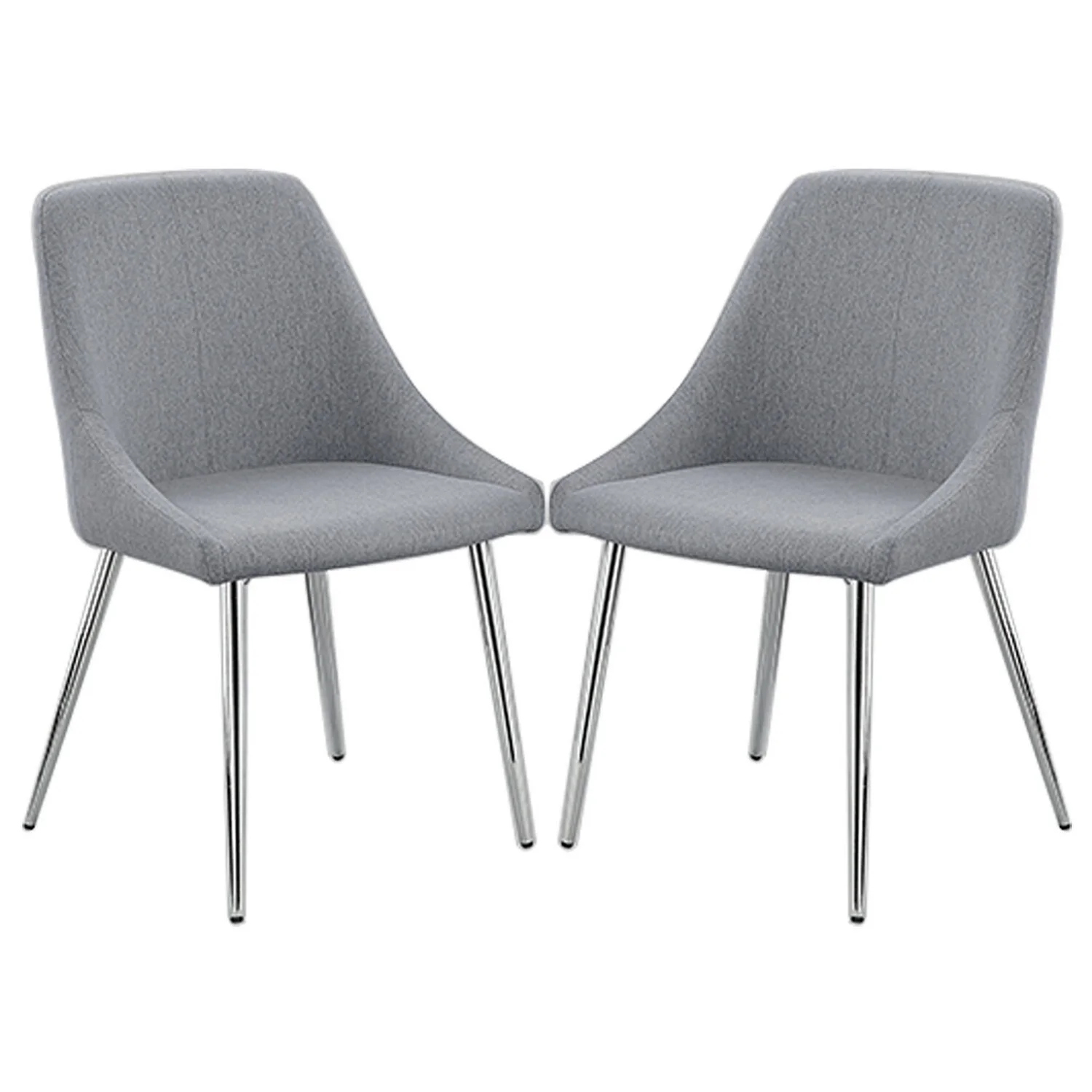 Benjara  34.3 x 20.3 x 20 in. Kian Side Chair with Tapered Legs & Grey Fabric Upholstery - Set of 2