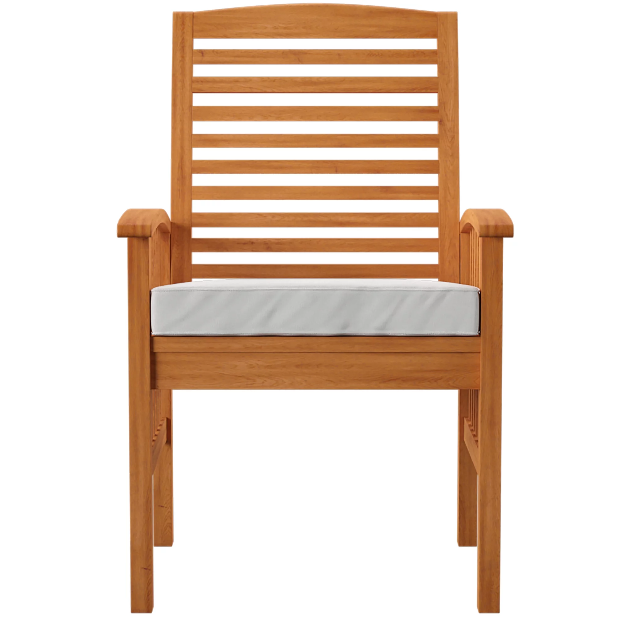 Wood Patio Chairs in Brown with Cushion - Set of 2