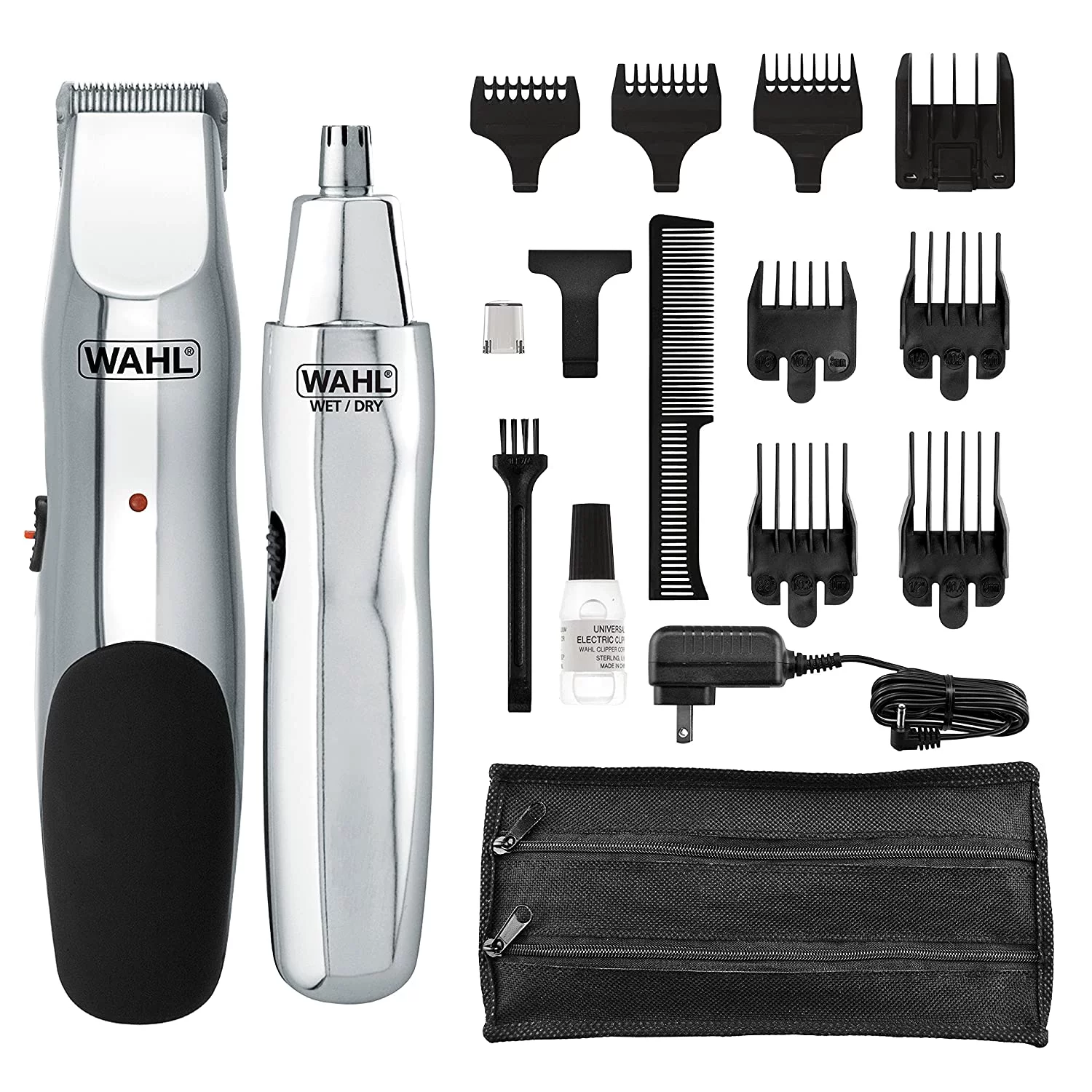 WAHL 5622 Groomsman Rechargeable Beard, Mustache, Hair & Nose Hair Trimmer for Detailing & Grooming, Black Rechargable Trimmer