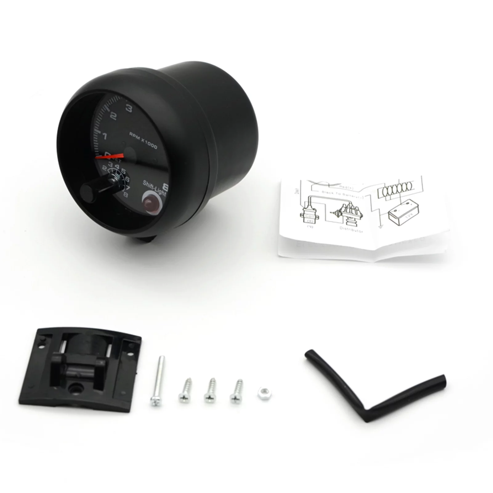 Gecheer 3.75'' Car Universal Black Tachometer Gauge Blue Inter light 0-8000 RPM