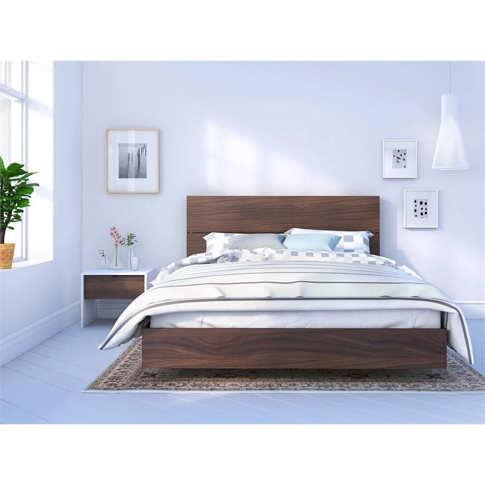 Atlin Designs Modern Engineered Wood 3 Piece Queen Size Bedroom Set in White