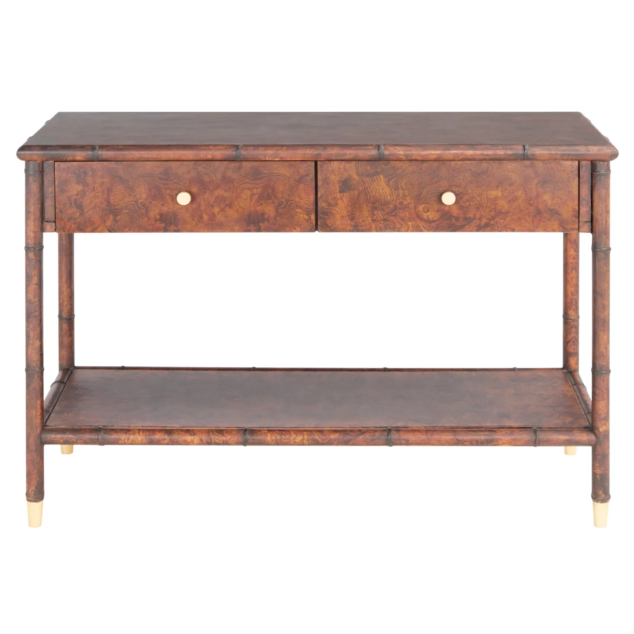 SAFAVIEH Tudor Dark Brown/Gold Wood Console Table with Drawer (42 in. W x 15.8 in. D x 29 in. H)