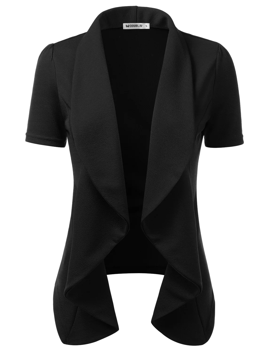 Doublju Women's Short Sleeve Open Front Draped Blazer