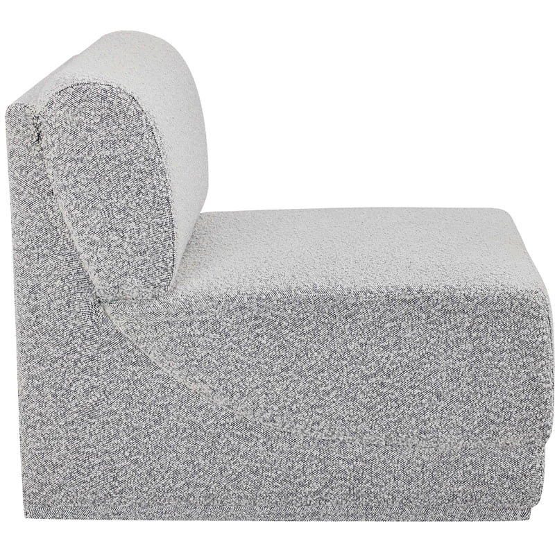 Meridian Furniture Ollie Grey Boucle Fabric Armless