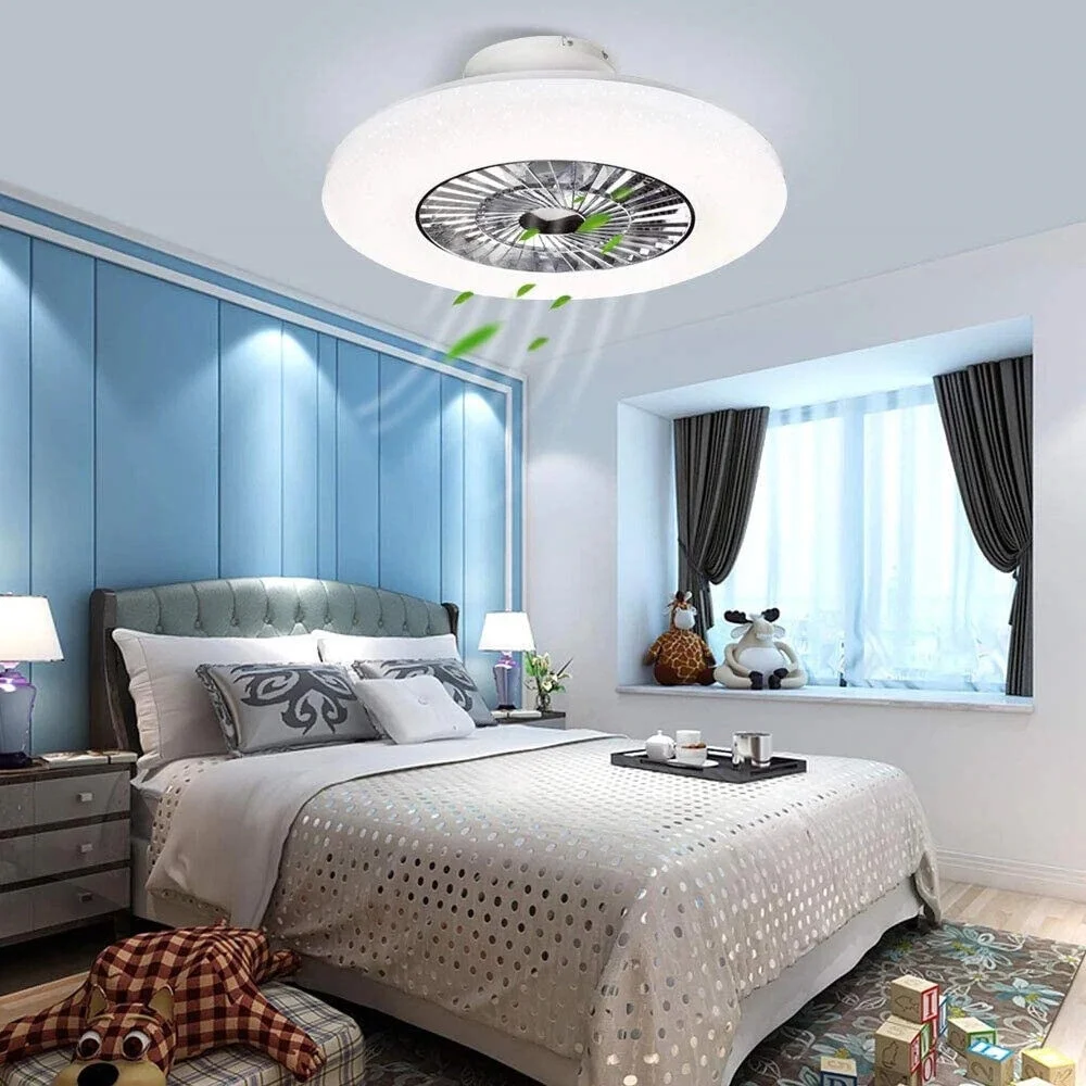 Remote Ceiling Fan with Light Kit-40W Modern Dimmable Ceiling Fan Lighting, 7 Invisible Blades