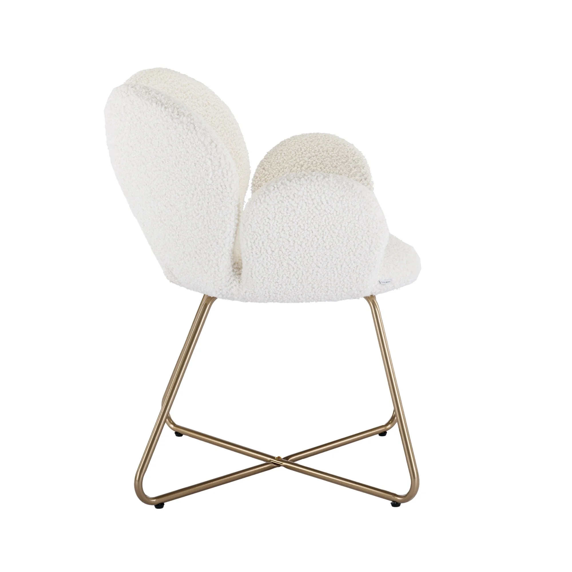 HOMEFUN Modern Velvet/Teddy Upholstered Petal Vanity Desk Chair(SET OF 2) White+Teddy