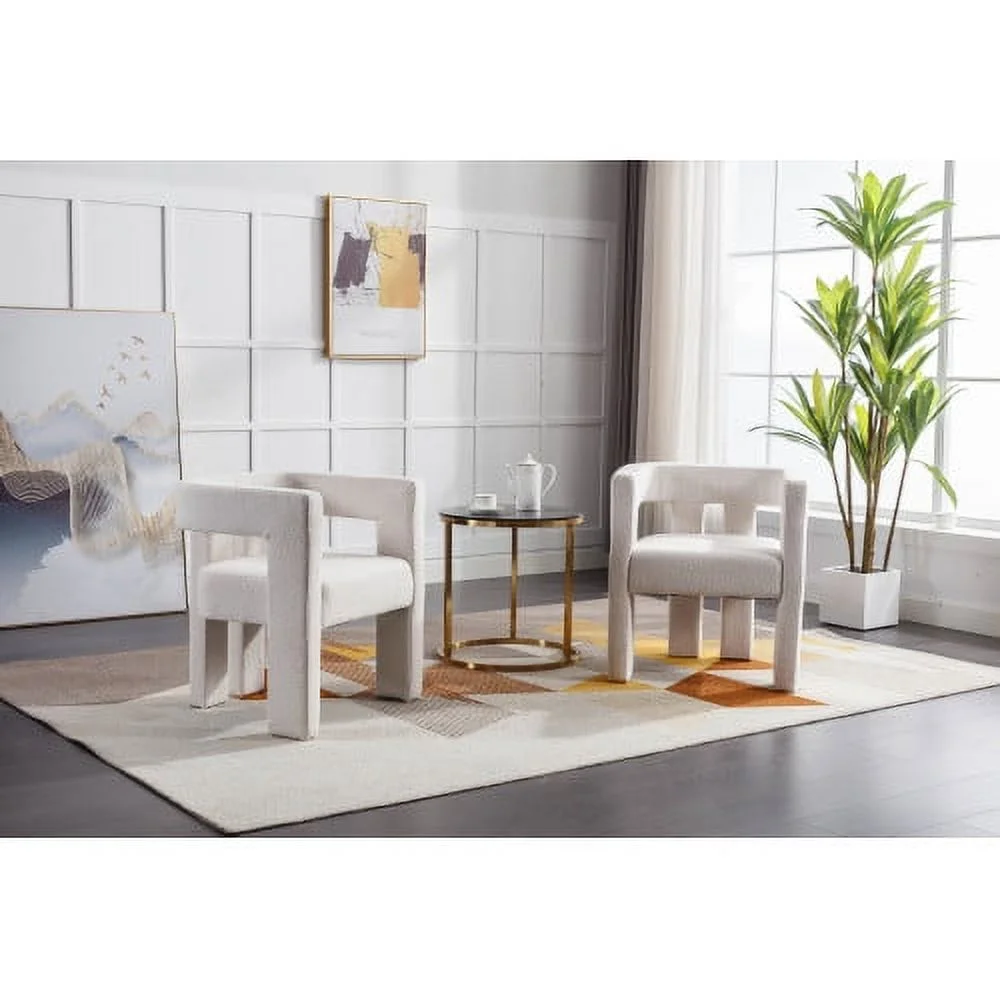 JHOOTUUO COOLMORE Contemporary Designed Fabric Upholstered Accent/Dining Chair /Barrel Side Chairs Kitchen Armchair for Living Room 2PC/SET