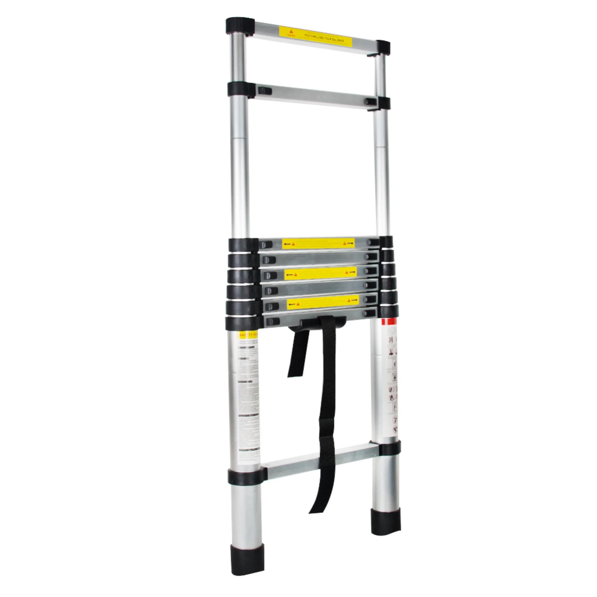 Telescopic Aluminum Ladder - Extension Folding Multi Purpose, No Assembly Required, Non-Slip, 8.5FT - Load 330lbs for Household & Outdoor Work