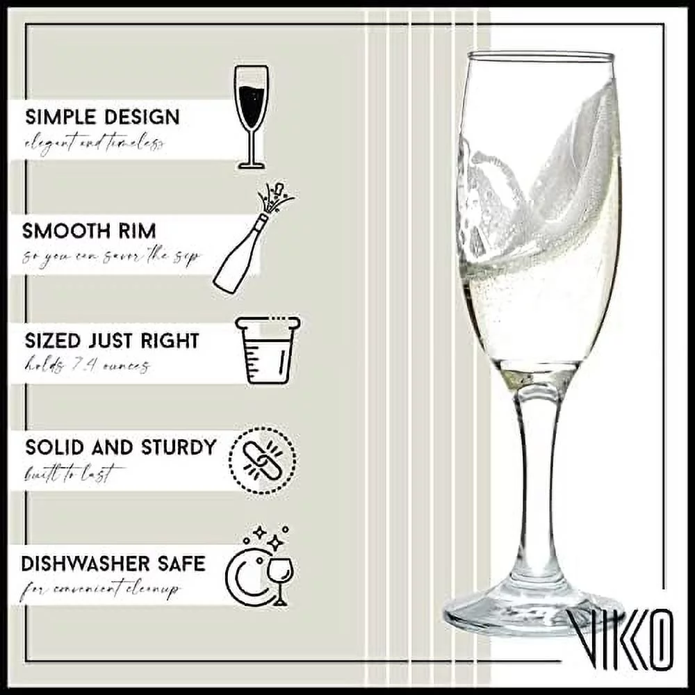 Champagne Flutes, 6 Ounce Toasting Champagne Flute,  Champagne Glasses, Set Of 6 Sparkling Wine Glasses