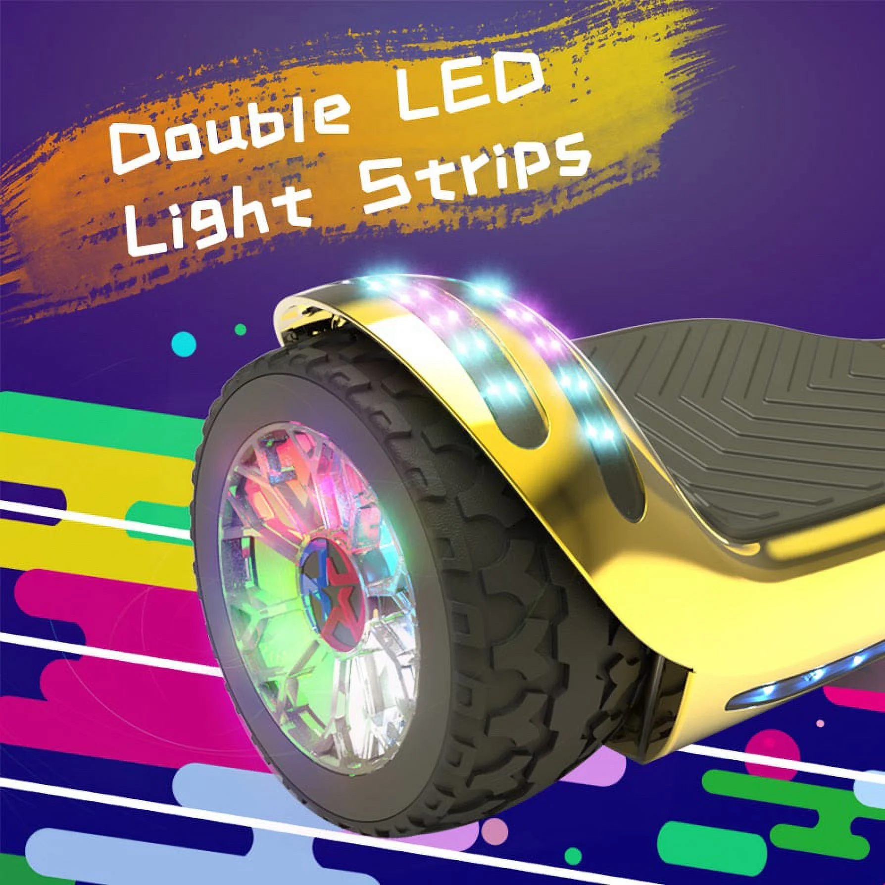 HOVERSTAR Hoverboard Certified HS2.0 Flash Wheel with LED Light Self Balancing Wheel Electric Scooter Chrome Gold