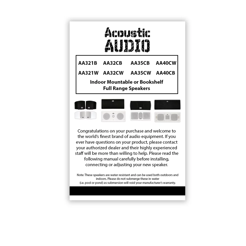 Acoustic Audio AA40CW Indoor 3 Way Speakers 2000 Watts White Bookshelf 2 Pair Pack AA40CW-2PR