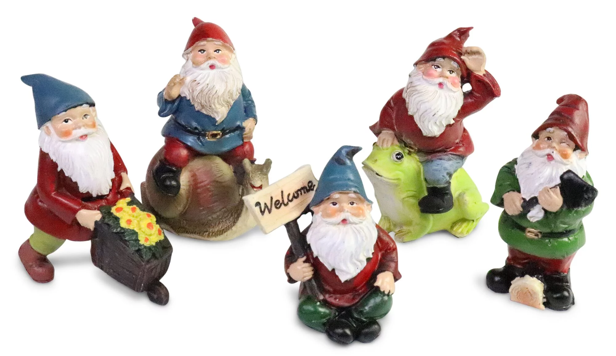 Miniature Fairy Garden Whistle While They Work Gnomes - Set of 5 - Approx 3