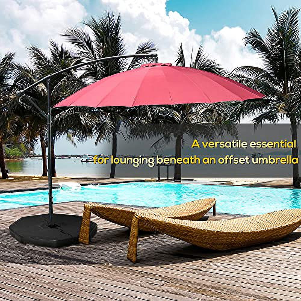 Outsunny 4 PC Patio Umbrella Base, Outdoor Hexagon Stand Cantilever Offset Umbrella Weights with Easy-Fill Spouts, 229 lb. Capacity Water or 275lb Capacity Sand, Black