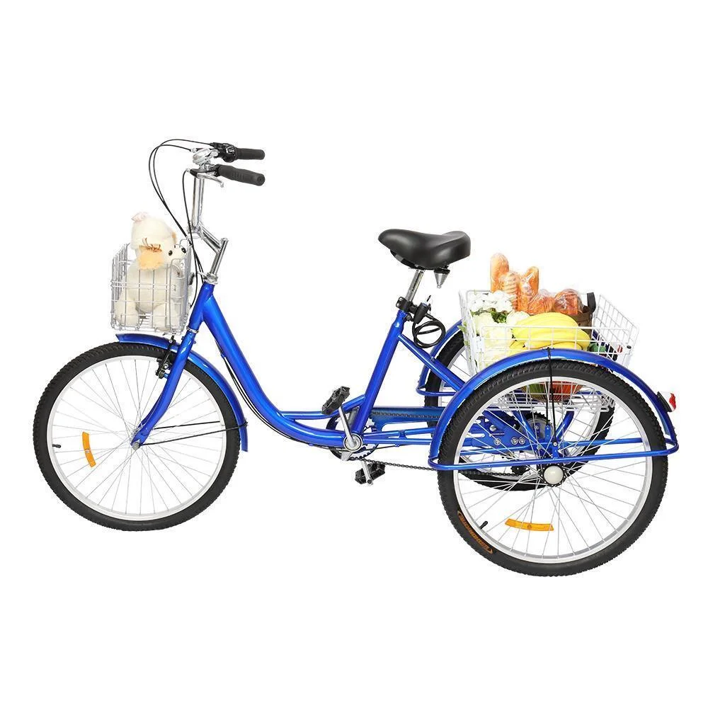Adult Tricycles 7 Speed, 3 Wheel Bikes Adult Trikes 24 In Three-Wheeled Bicycles