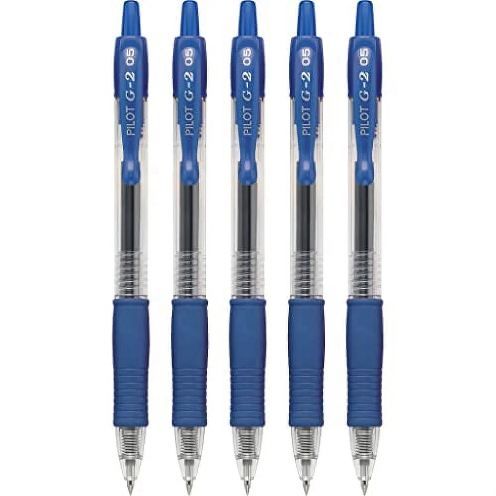 PILOT G2 Premium Refillable and Retractable Rolling Ball Gel Pens, Extra Fine Point, Blue Ink, 5-Pack (31298)